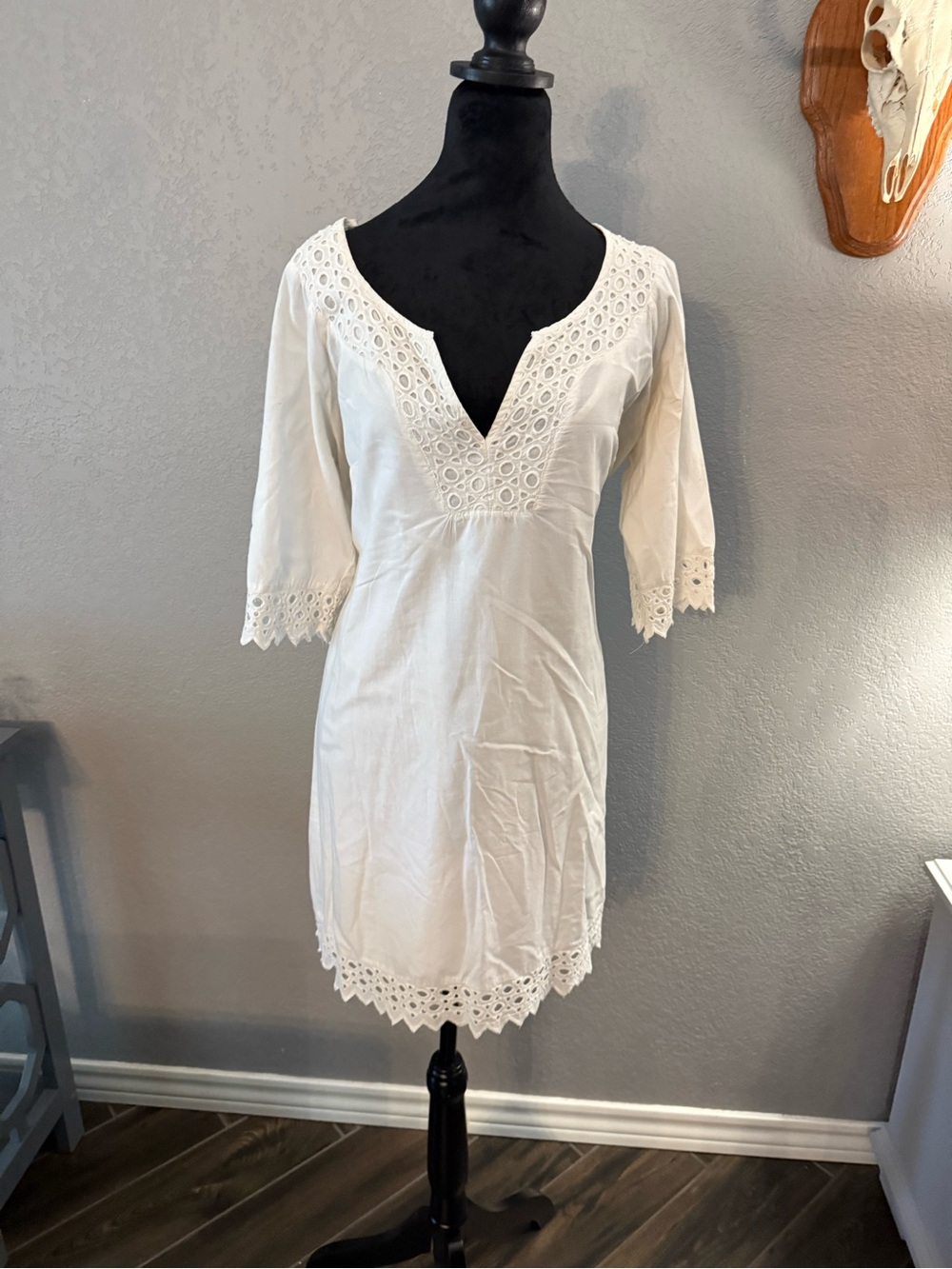 Old Navy Cream Eyelet Sundress with Thin Straps